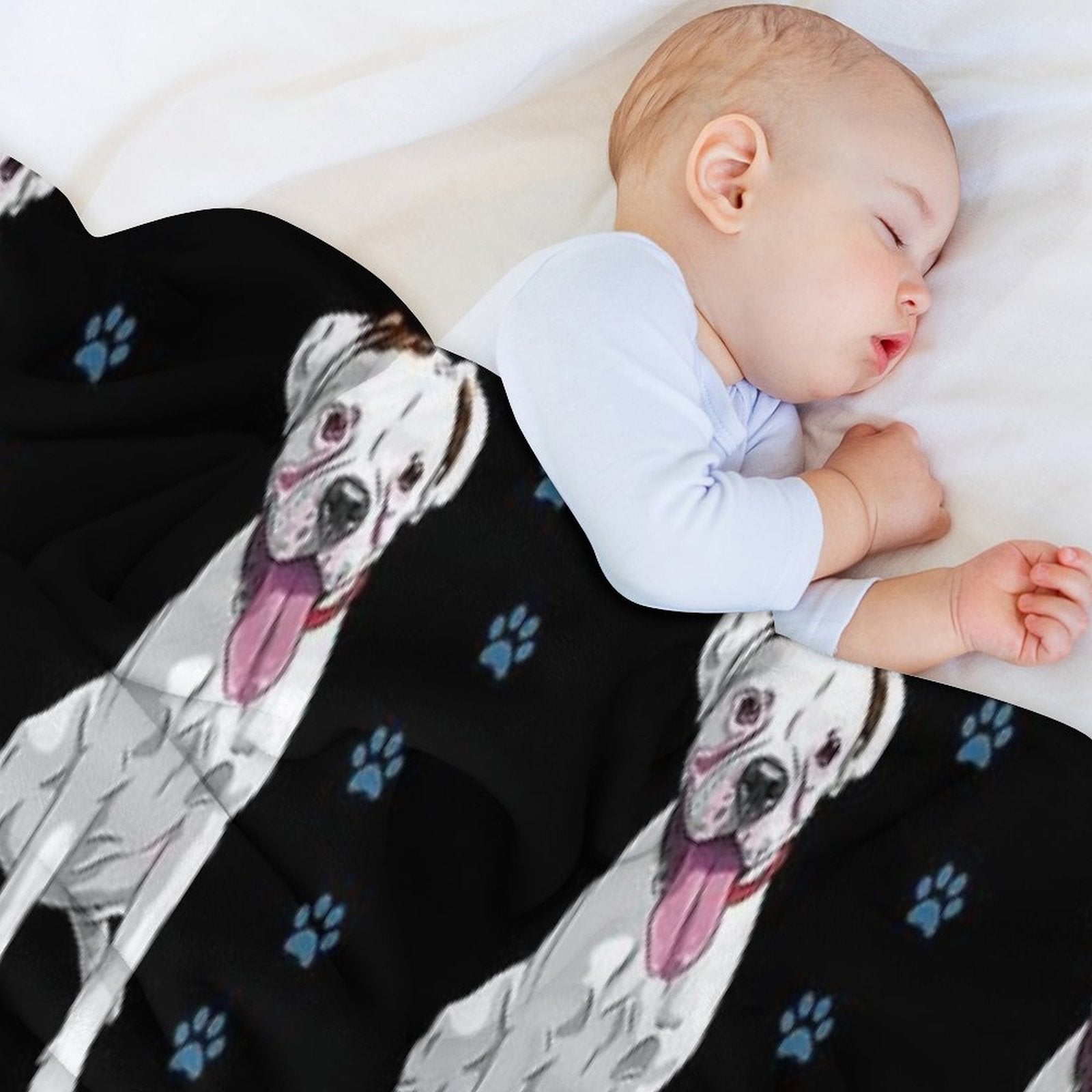 White Boxer Dog Cute Pattern Travel-friendly Throw Blanket