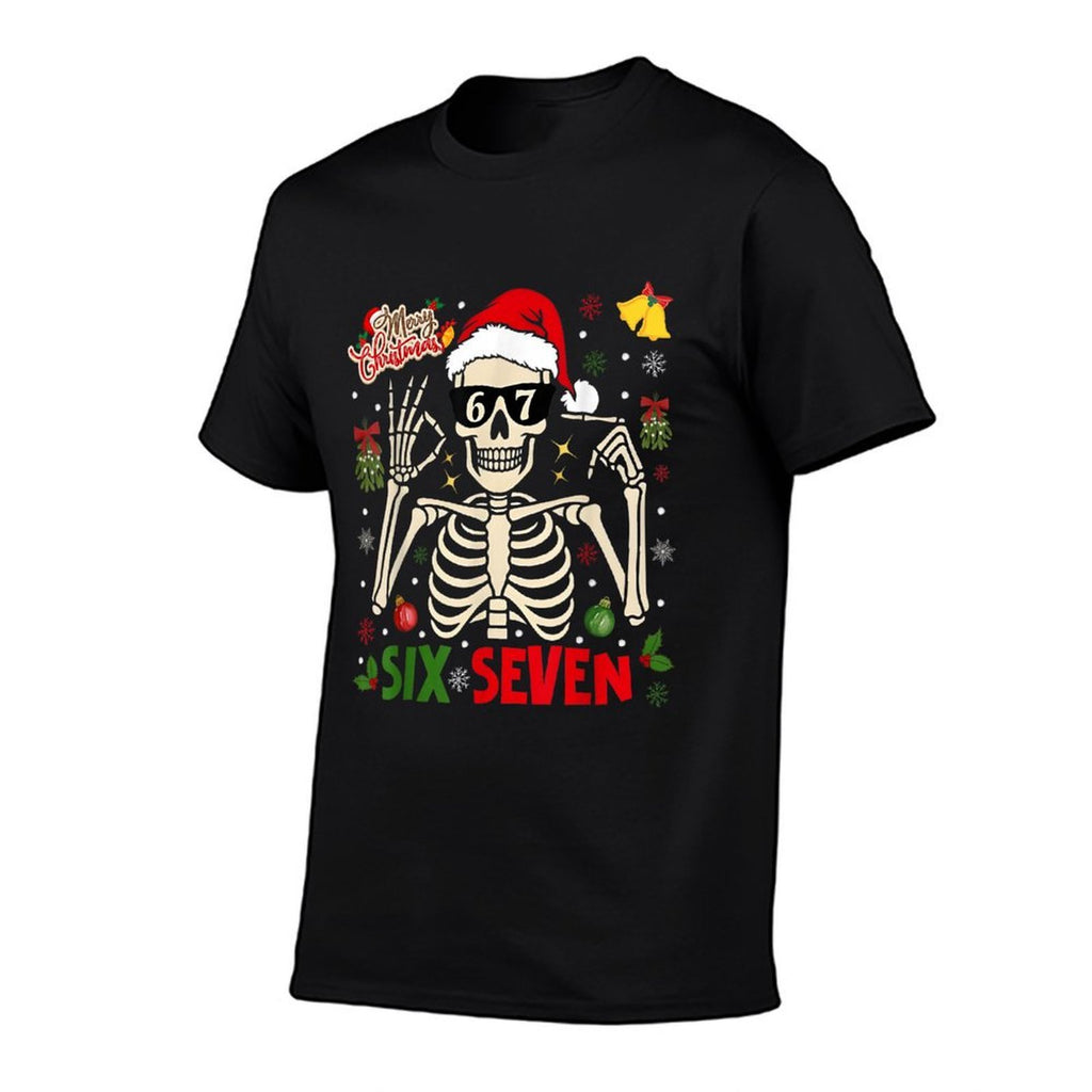 Funny Xmas 67 Skeleton Six Seven Christmas Lights  Summer-ready Fabric T-Shirt