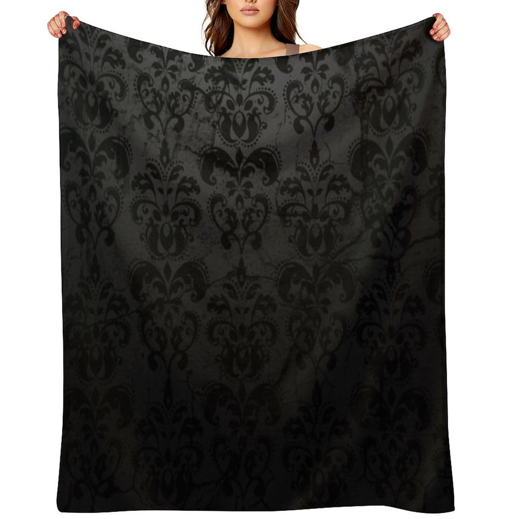 Beautiful Black Damask Sustainable Throw Blanket
