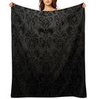 Beautiful Black Damask Sustainable Throw Blanket