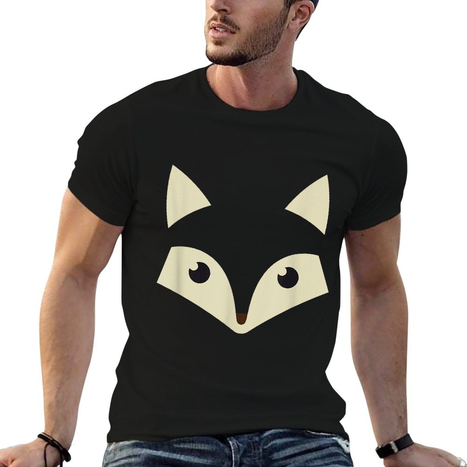 Cute Fox Face Awesome Halloween Costume Gift  Oversized Silhouette T-Shirt