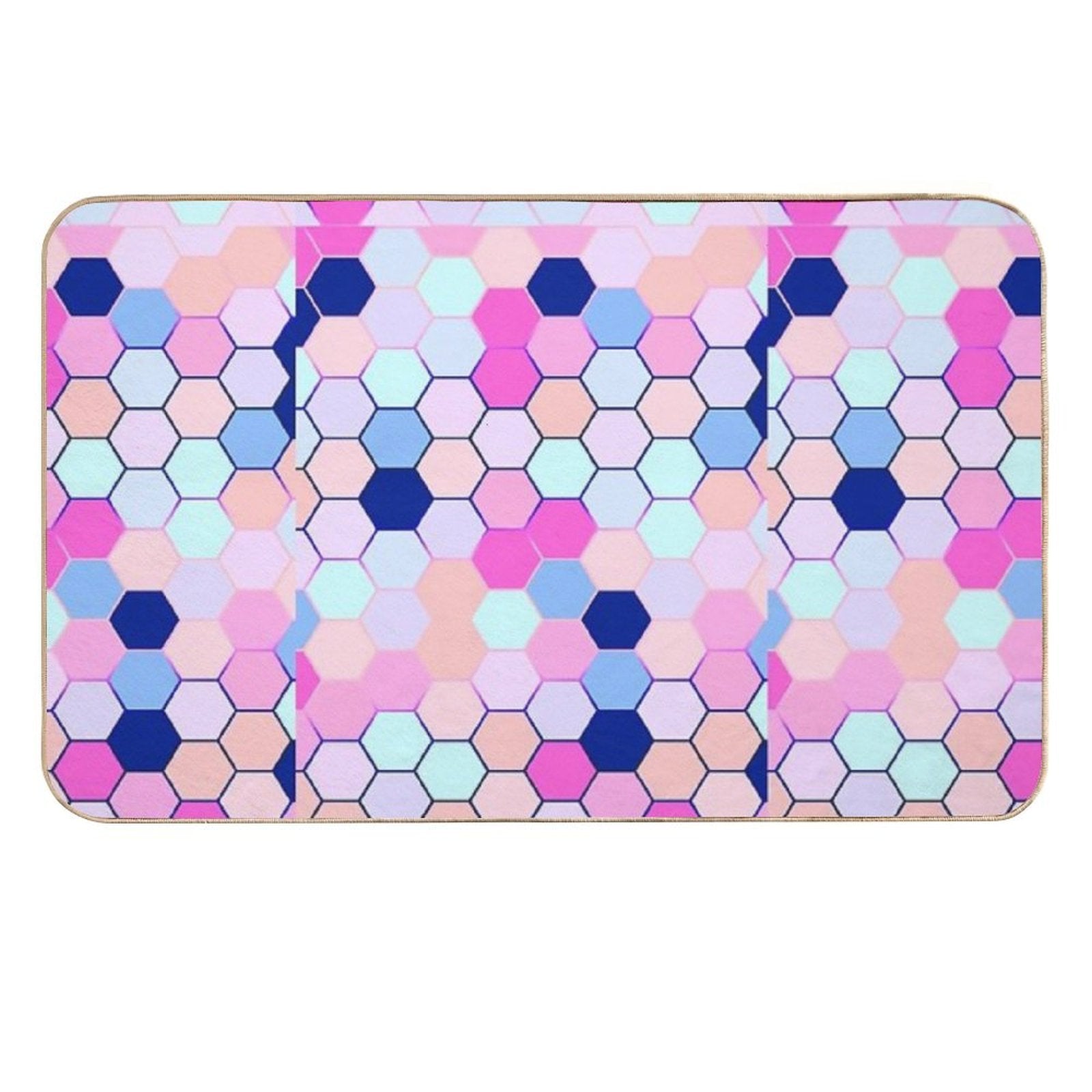 Cute Pastle Hexagon Pattern  Easy Maintenance Bath Mat