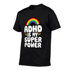 ADHD Quote for Kids Adults  ADHD Is My Superpower  Rainbow  Oversized Silhouette T-Shirt