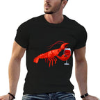 Womens Lobster Wine Drinking Funny Beach Cruise  Moisture-wicking T-Shirt