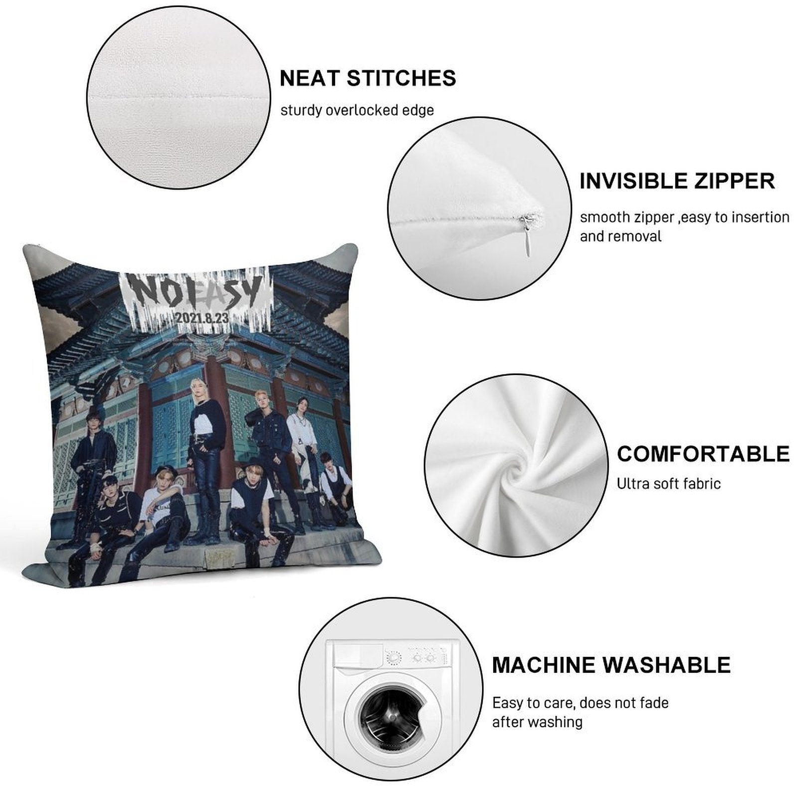 No Easy - Stray Kids Album Cover Soft Style Accent Throw Pillow