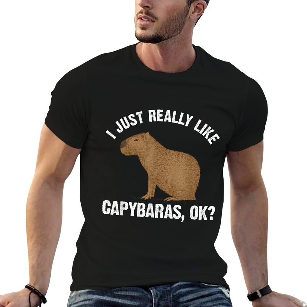 Funny Capybara Art For Men Women Kids Rodent Capybara Lover  Slim-fit Cut T-Shirt