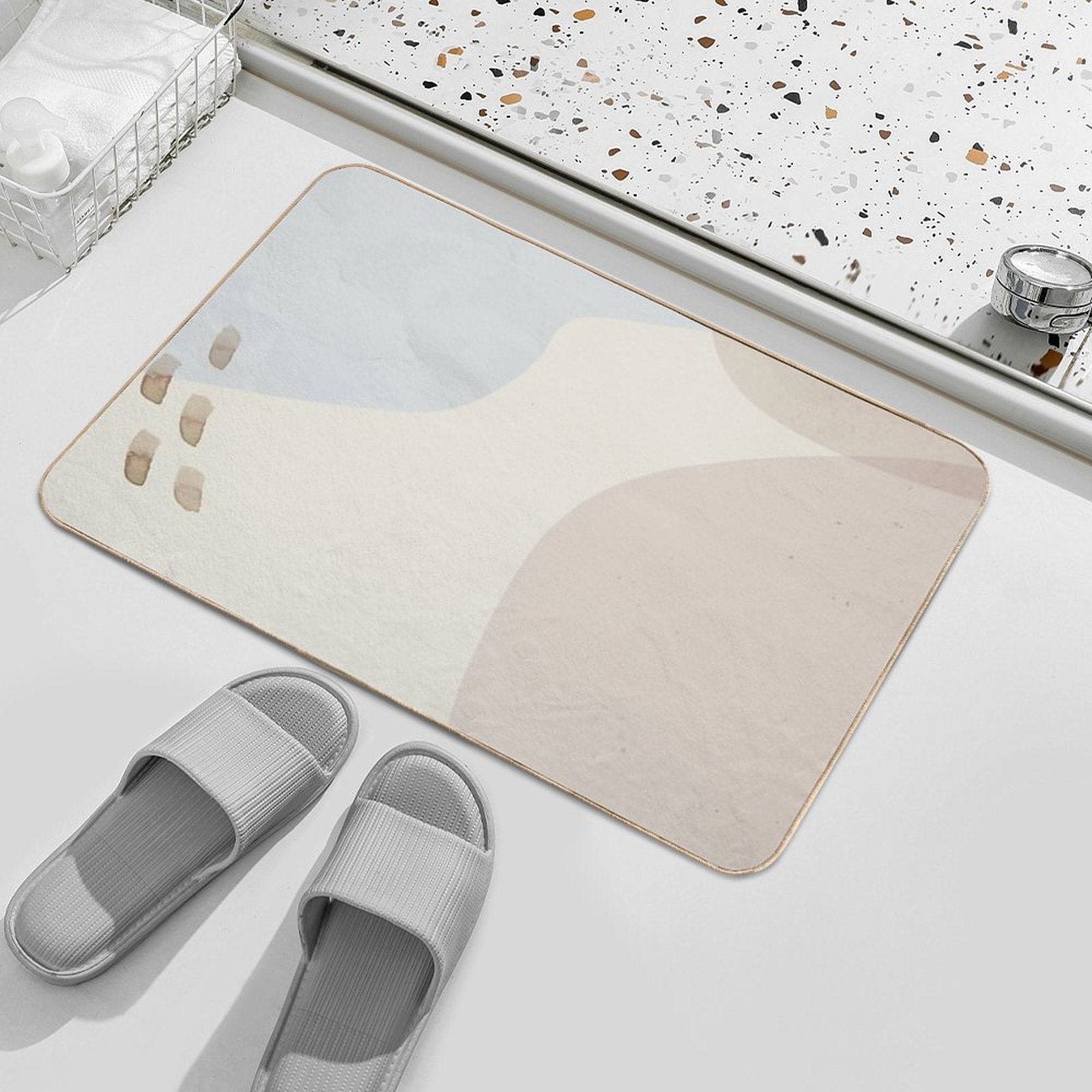 Neutral Soft Abstract Watercolor Background  Easy Maintenance Bath Mat