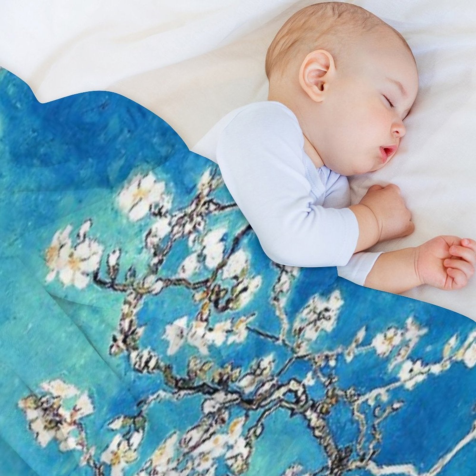 Vincent Van Gogh Almond Blossoms Turquoise Ocean Eco-conscious Throw Blanket