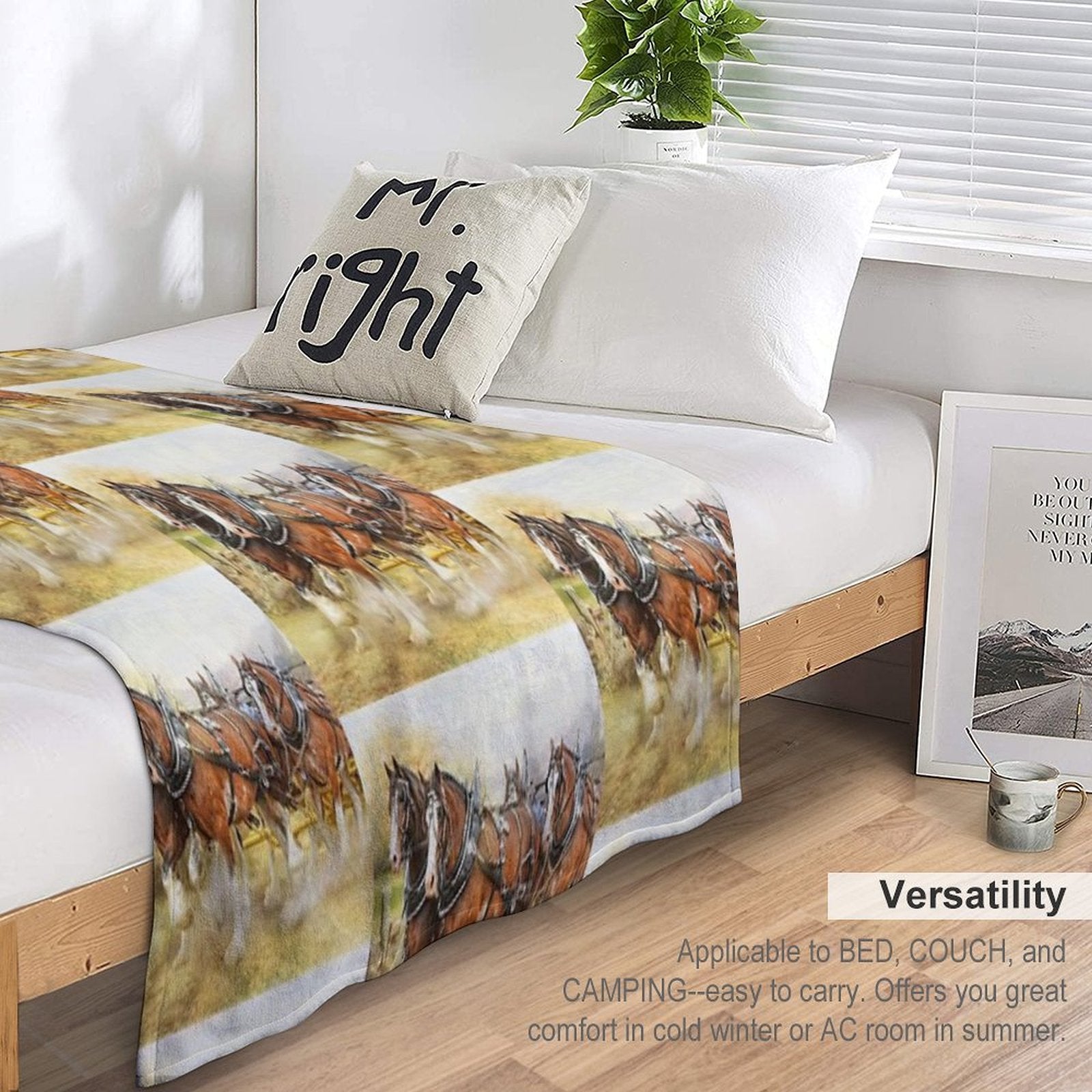 Clydesdales in Harness Wrinkle-free Throw Blanket