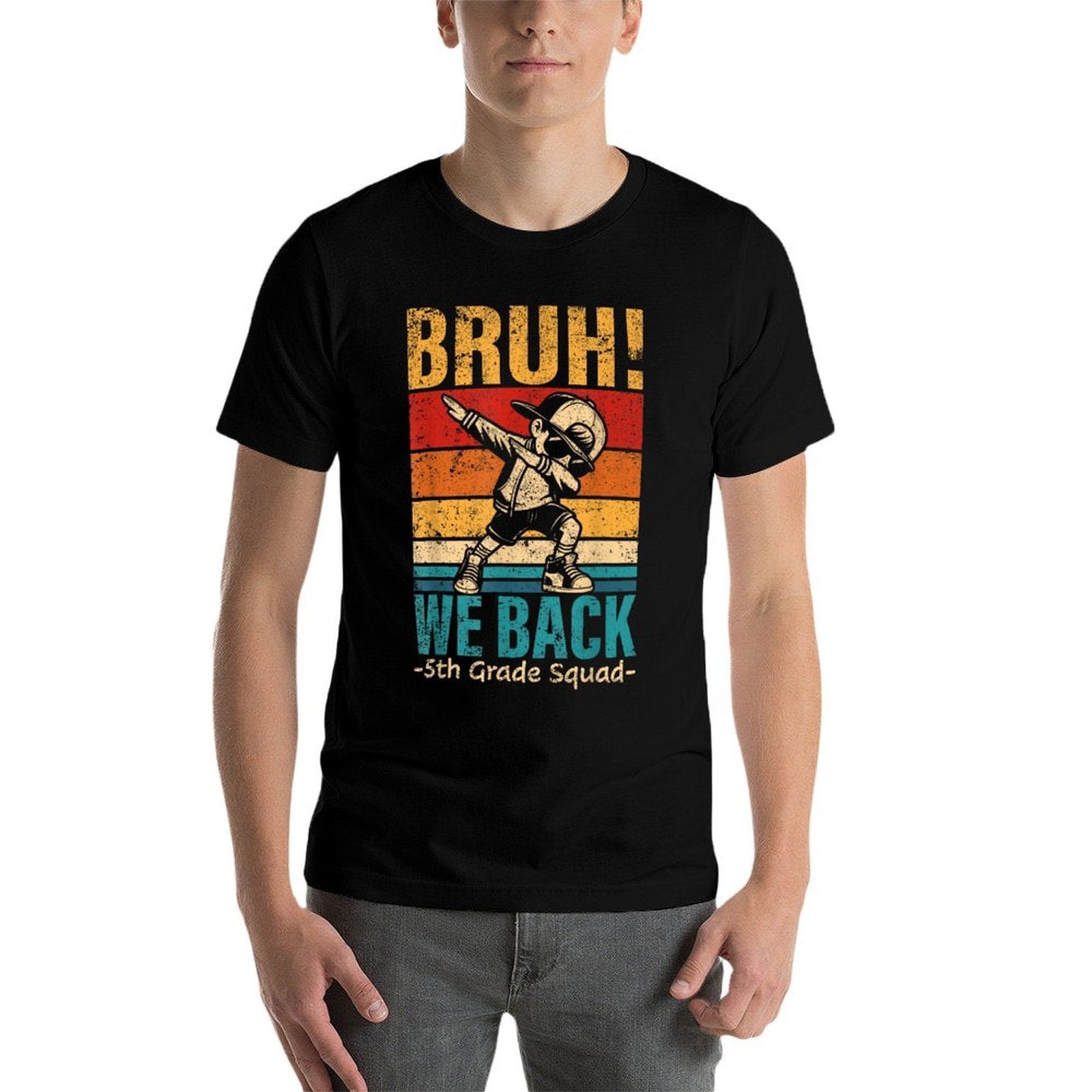 Fifth Grade Dabbing Boy Bruh We Back 5th Grade Squad Student  Oversized Silhouette T-Shirt