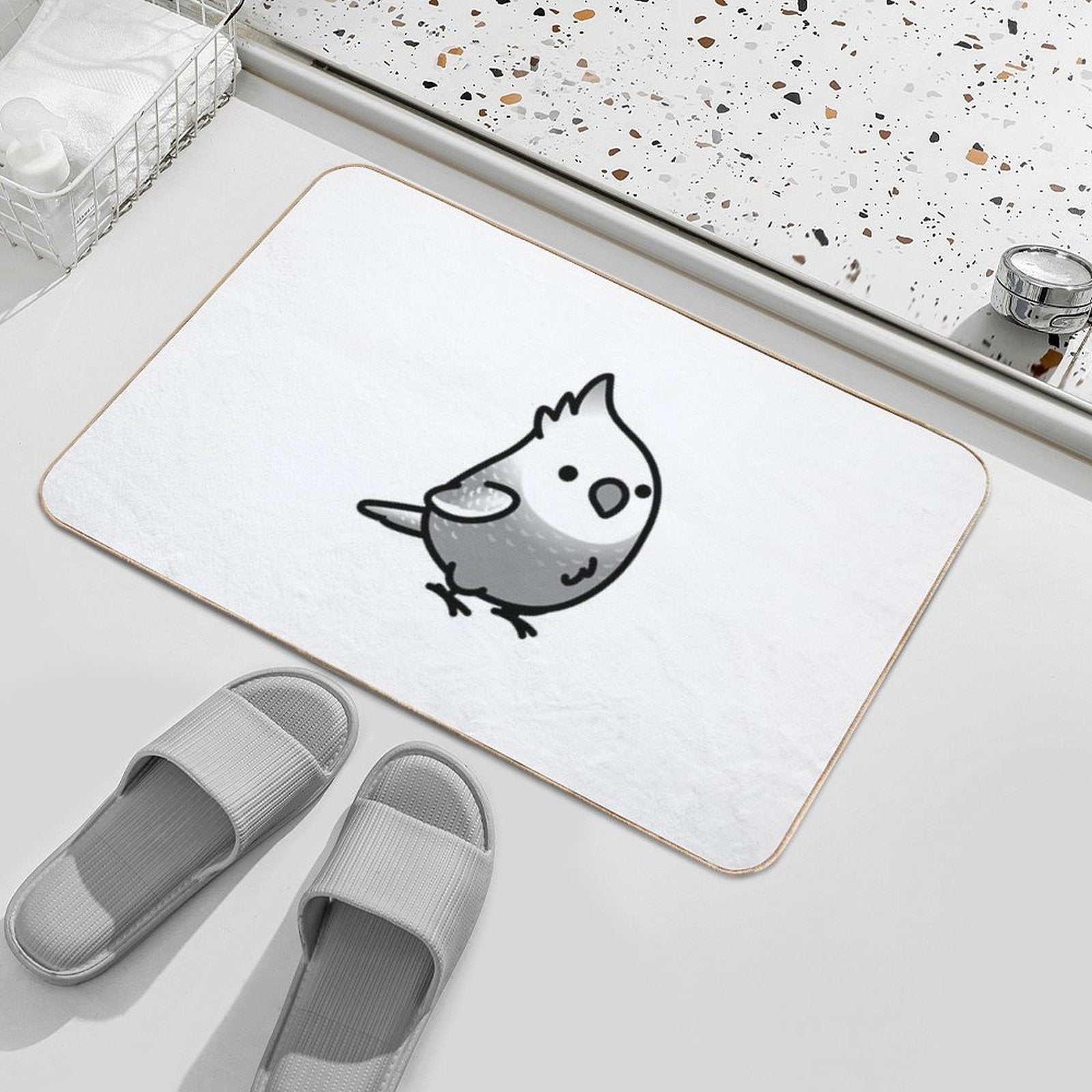 Chubby White-faced Pearl Cockatiel  High-Traffic Bath Mat
