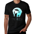 Alien And Bigfoot Full Moon Sasquatch UFO For Men Women Kids  Rolled Sleeves T-Shirt