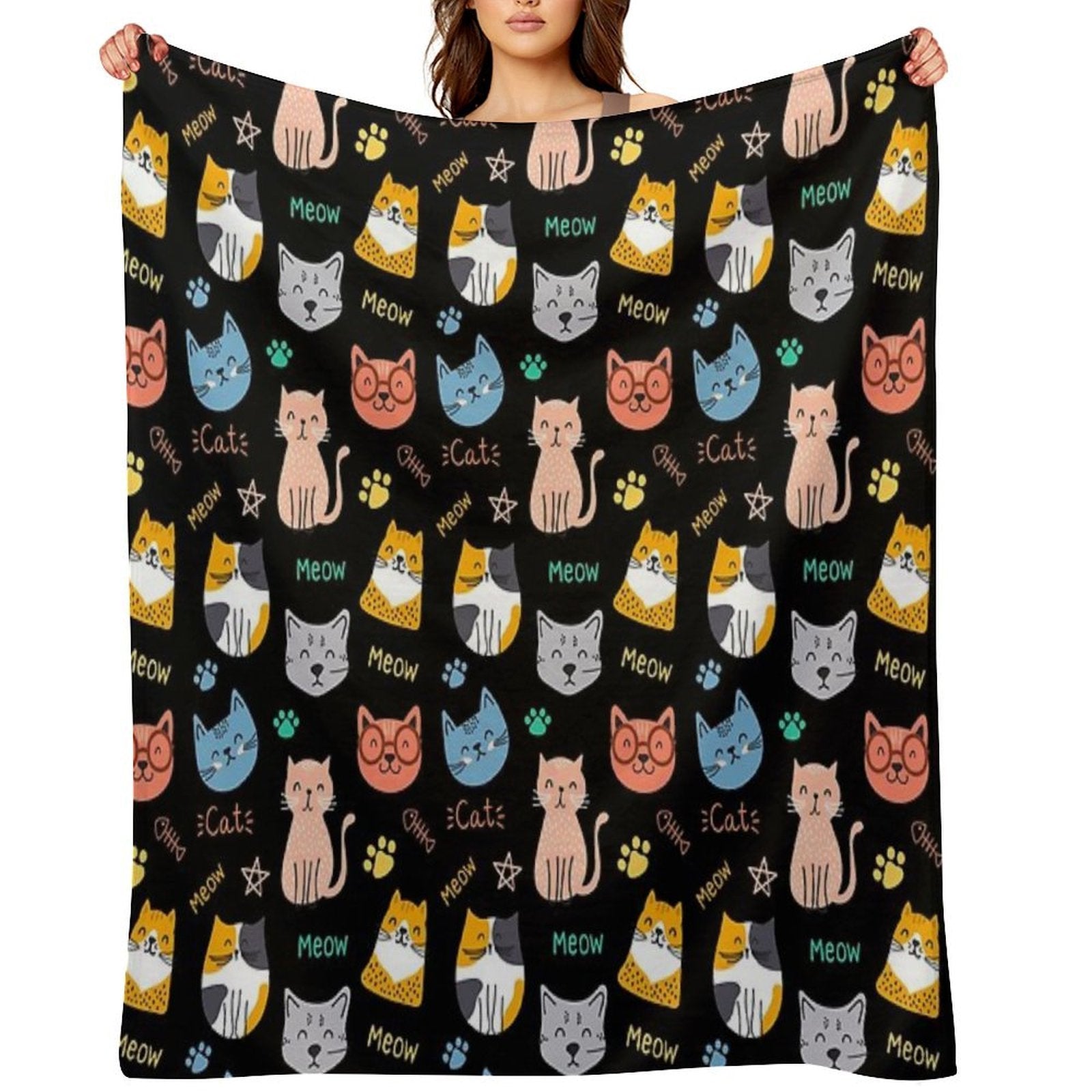 Cats Cats Wrinkle-free Throw Blanket