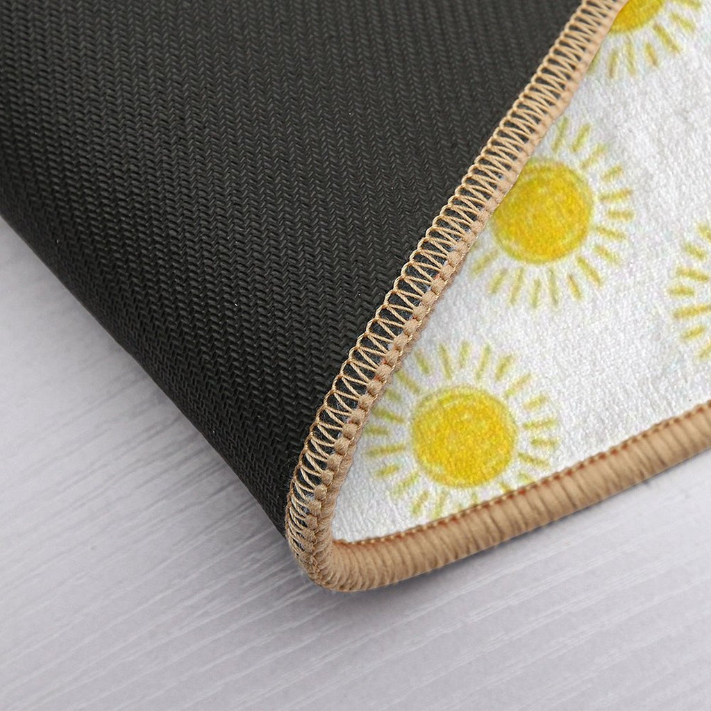 Hand Drawn Sun, Yellow Doodles Seamless Illustration Pattern  Versatile Bath Mat