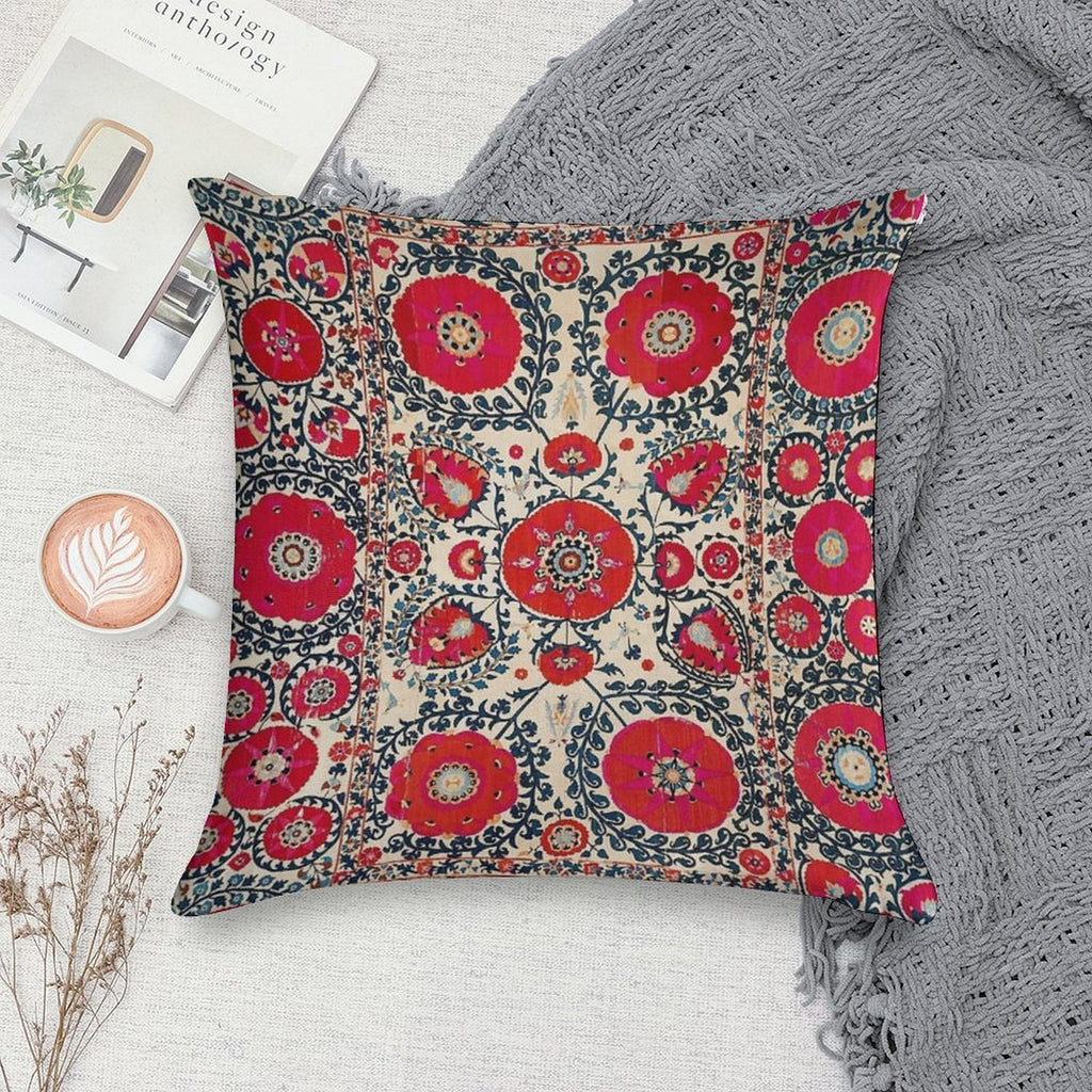 Shakhrisyabz Bokhara Uzbekistan Silk Embroidery Print Soft Reinforced Edging Throw Pillow