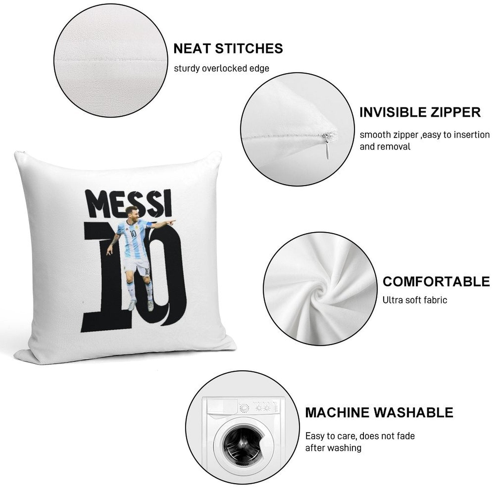 Messi 10 Soft Bedroom Essential Throw Pillow