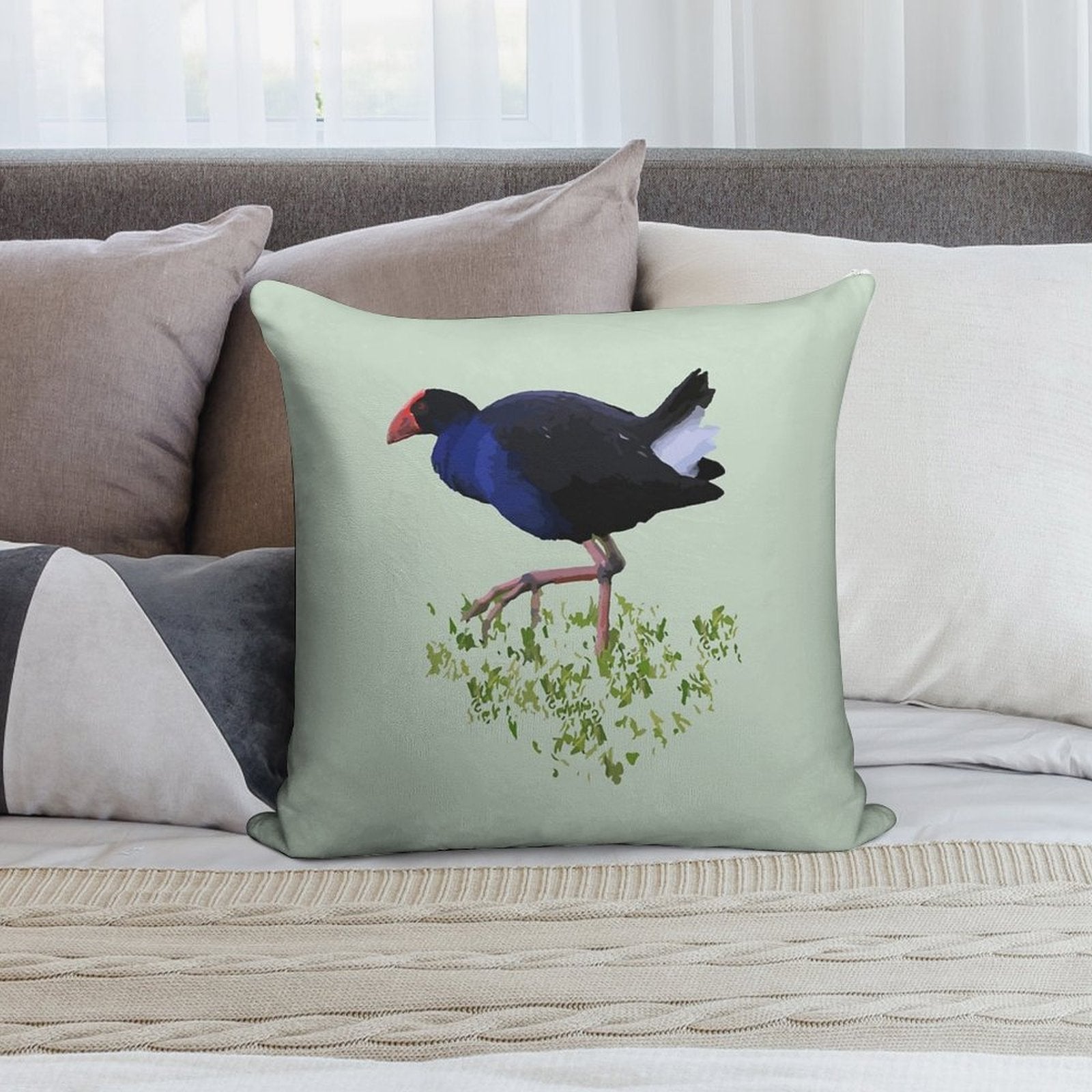 New Zealand Pukeko Soft Luxury Feel Throw Pillow