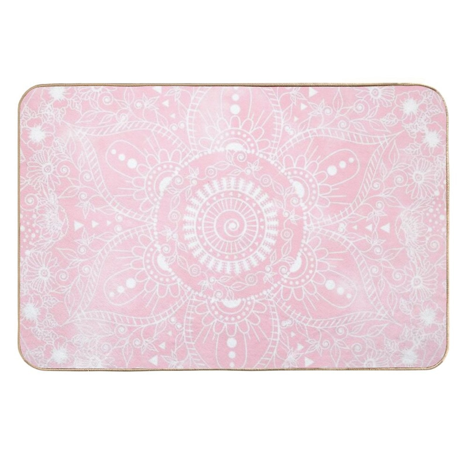 Watercolor White Mandala Flower Pink Design  Absorbent Bath Mat