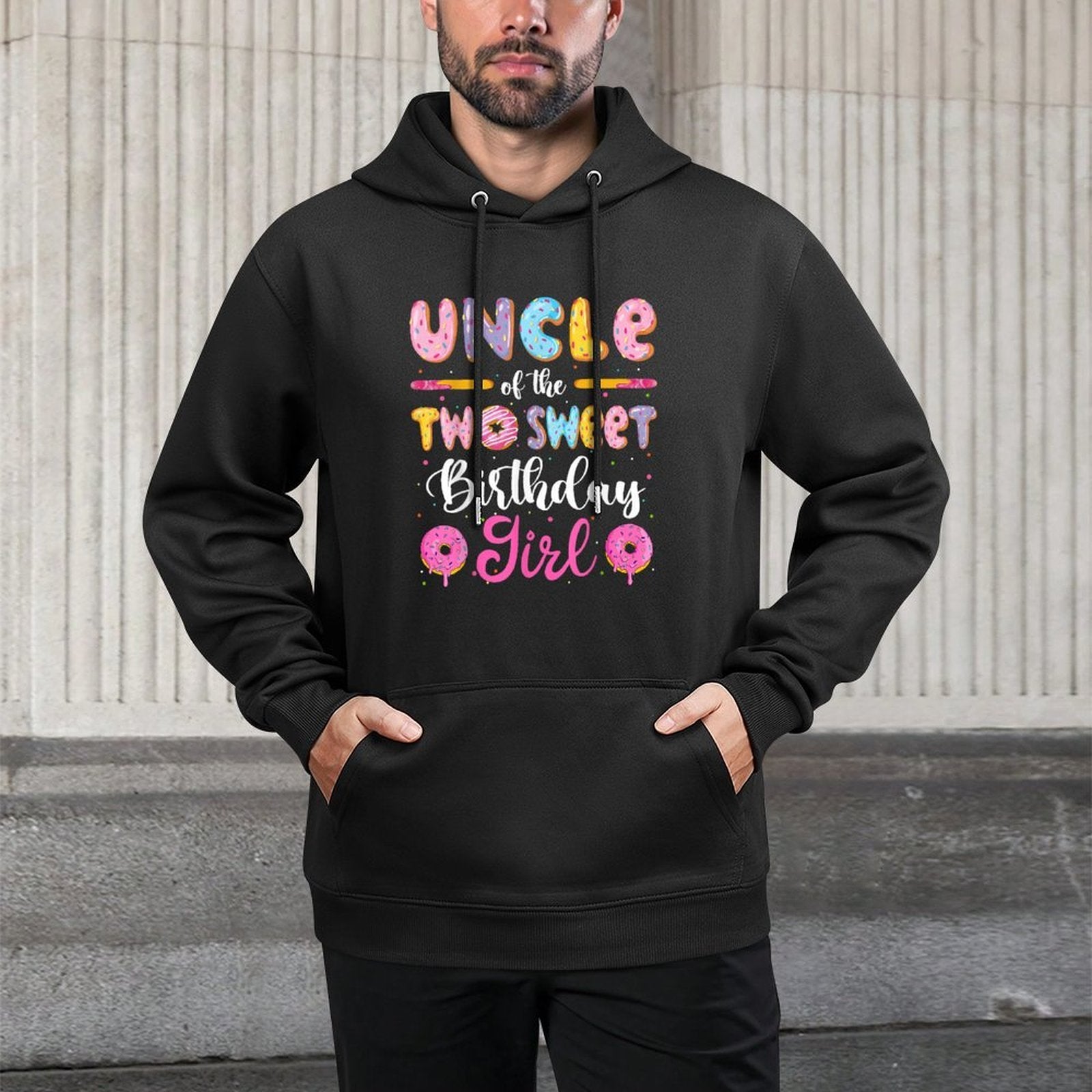 Uncle Of The Two Sweet Birthday Girl Donut 2Nd Birthday Relaxed Fit Hoodie