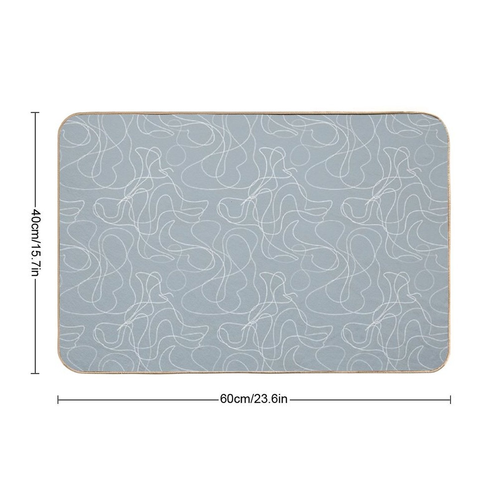 Wavy Scribbles Grey  Non-Slip Bath Mat