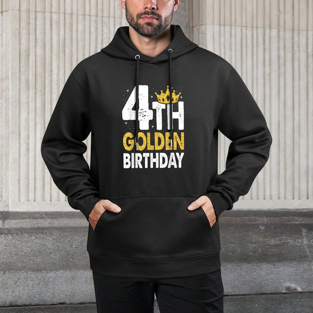 Kids 4th Golden Birthday Year Age Crown Shape Retention Hoodie