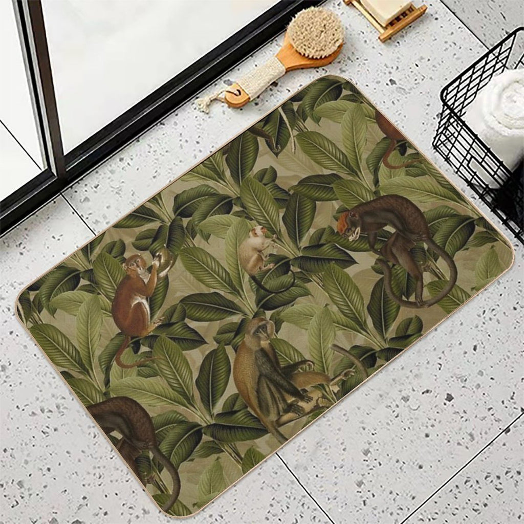 Monkey Jungle Botanical Garden  Non-Slip Bath Mat