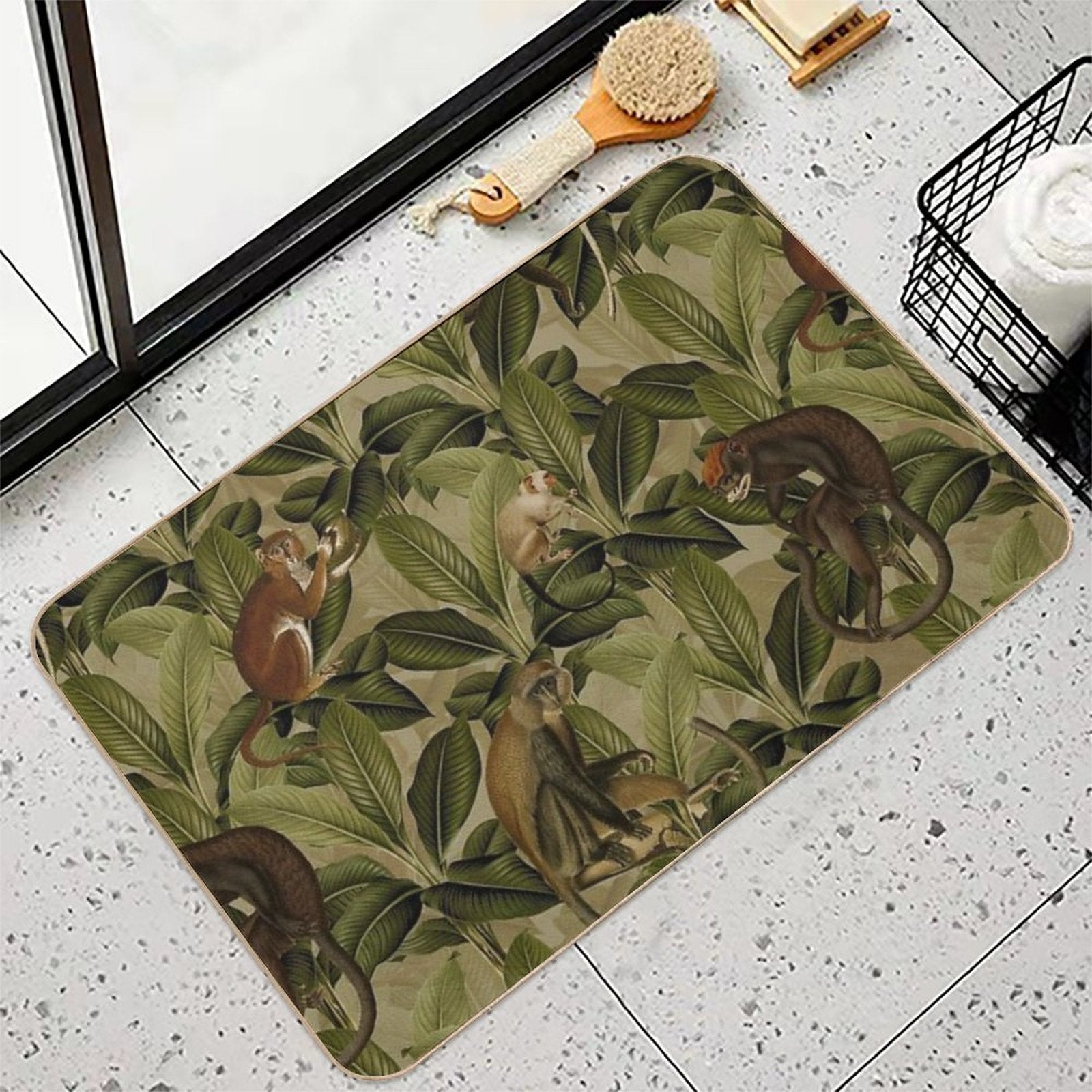 Monkey Jungle Botanical Garden  Non-Slip Bath Mat