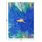 Tropical Jungle Pool  Forest Pop of Color Botanical  Travel Wild Plants Eclectic Watercolor Swim Sustainable Throw Blanket