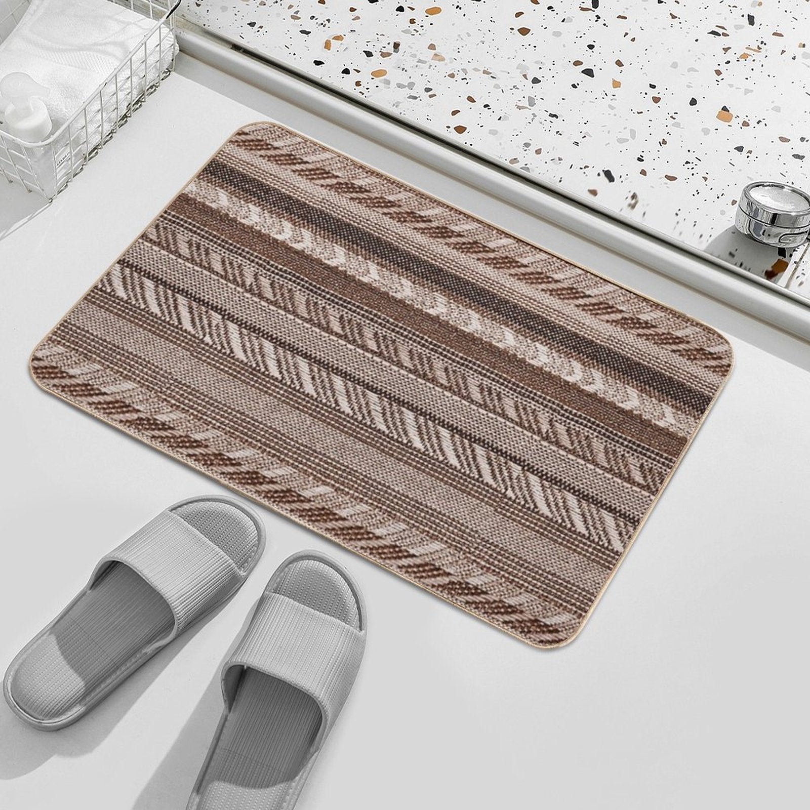 Copper - Boho Stripe -  Easy Maintenance Bath Mat