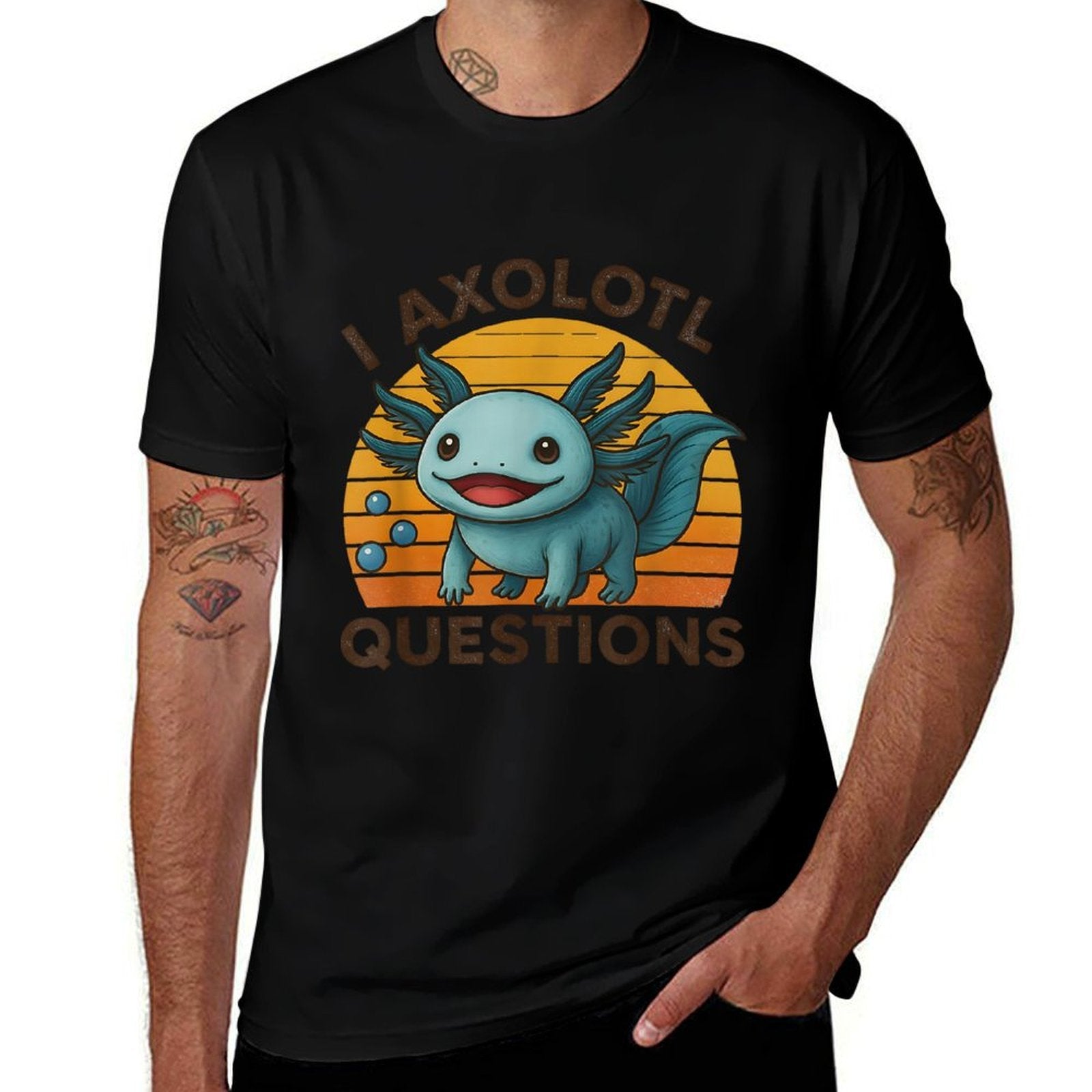 Kids Funny I Axolotl Questions Graphic Axolotl Shirt Boys  Wrinkle-resistant T-Shirt