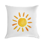Brushed Watercolor Painted Sun Soft Washable Throw Pillow