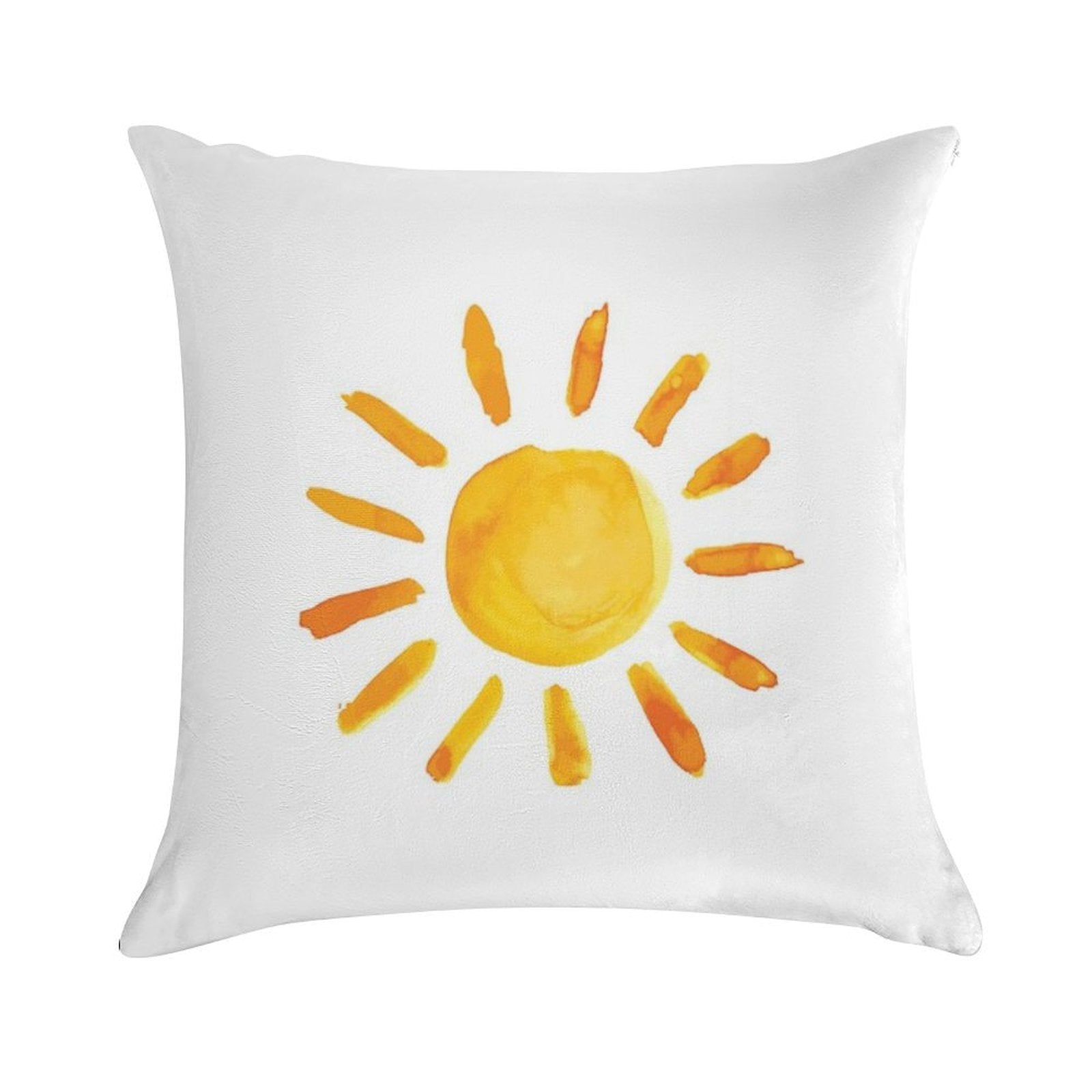Brushed Watercolor Painted Sun Soft Washable Throw Pillow