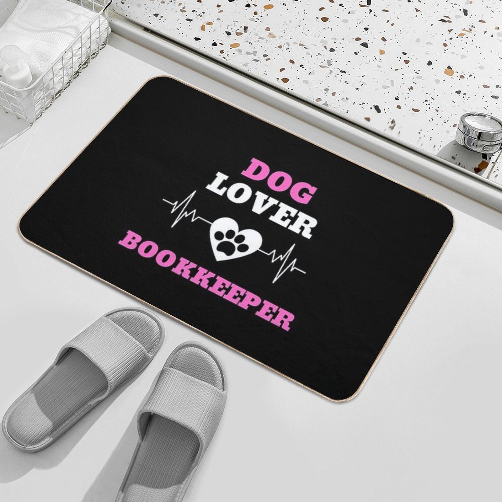 Dog Lover Bookkeeper Heartbeat  Absorbent Bath Mat