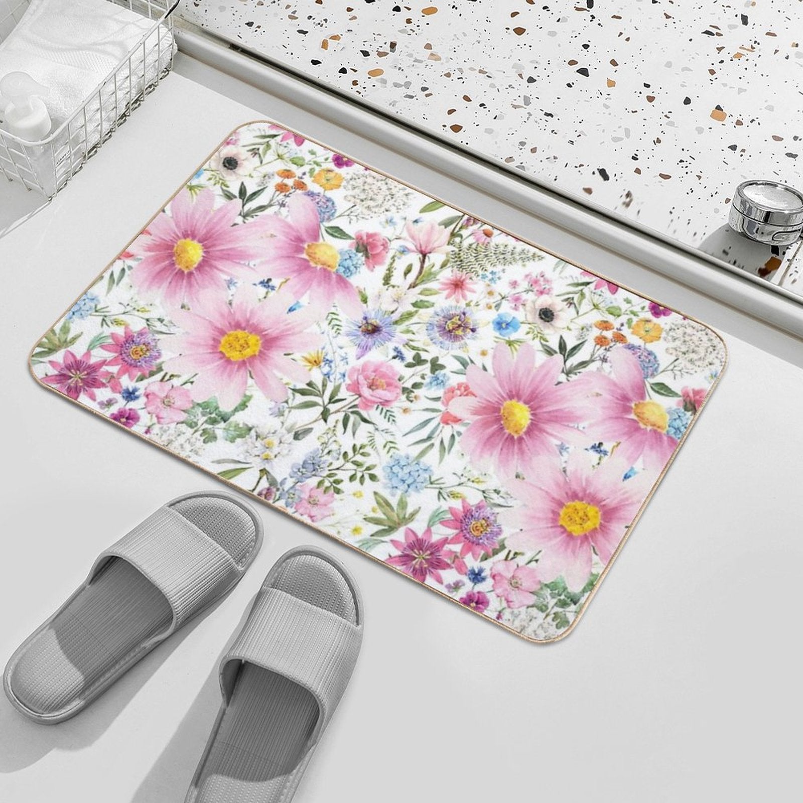 Delicate Flower Meadow  High-Traffic Bath Mat