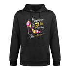 50th Birthday Design. Stepping Into My 50th Birthday Lady's Premium Moisture-Wicking Hoodie