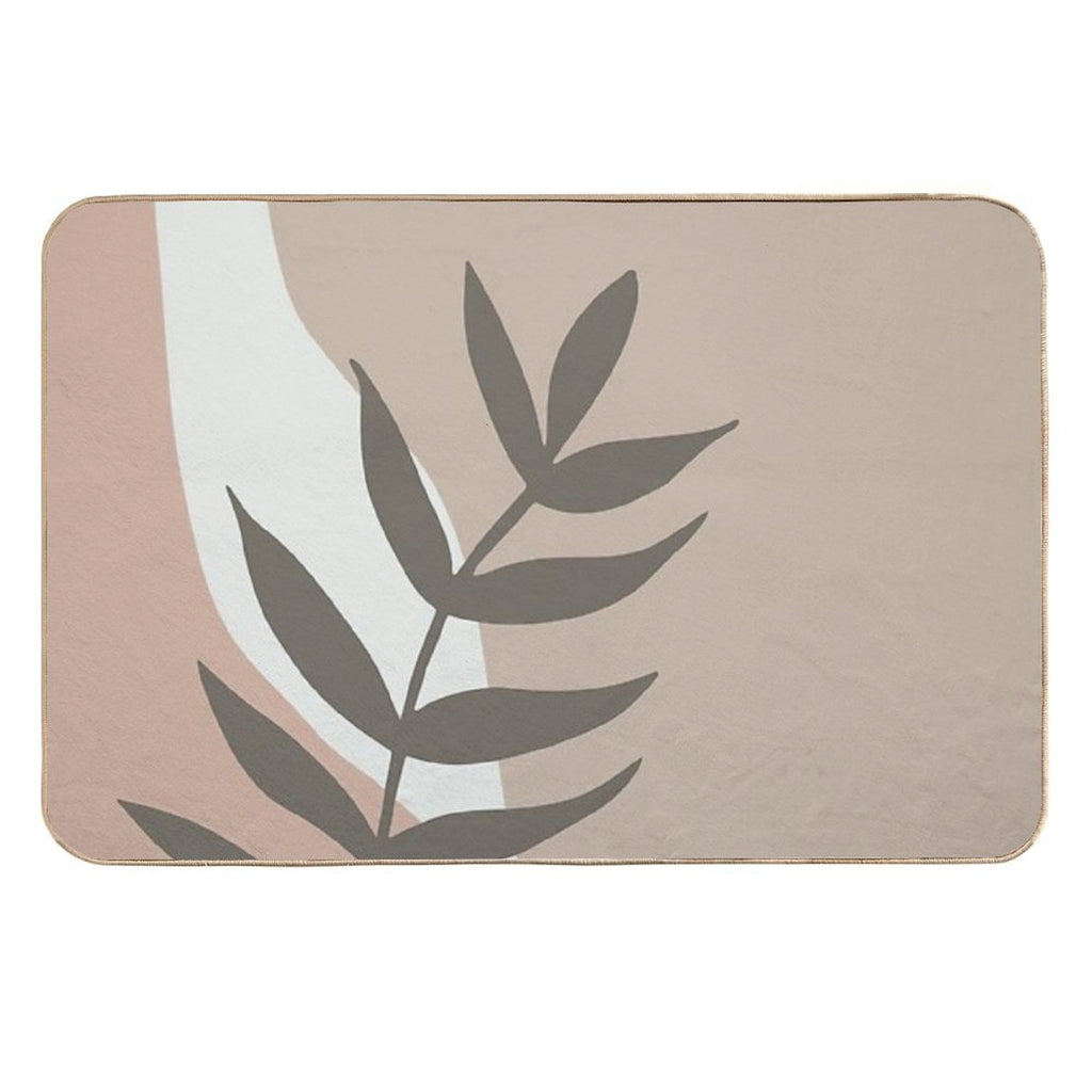Modern Art Leaves Collection Pink & Taupes  Toxin-Free Bath Mat