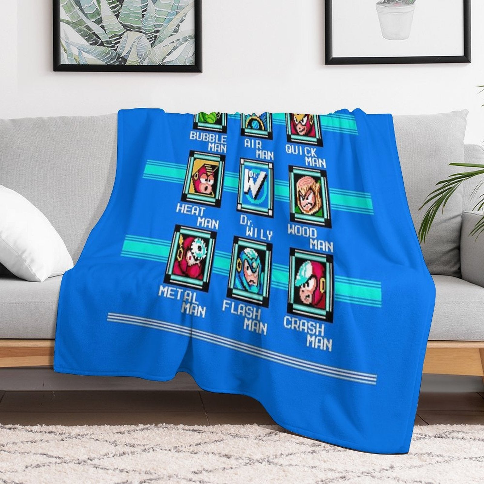 Megaman 2 Stage Select Velvety-soft Throw Blanket