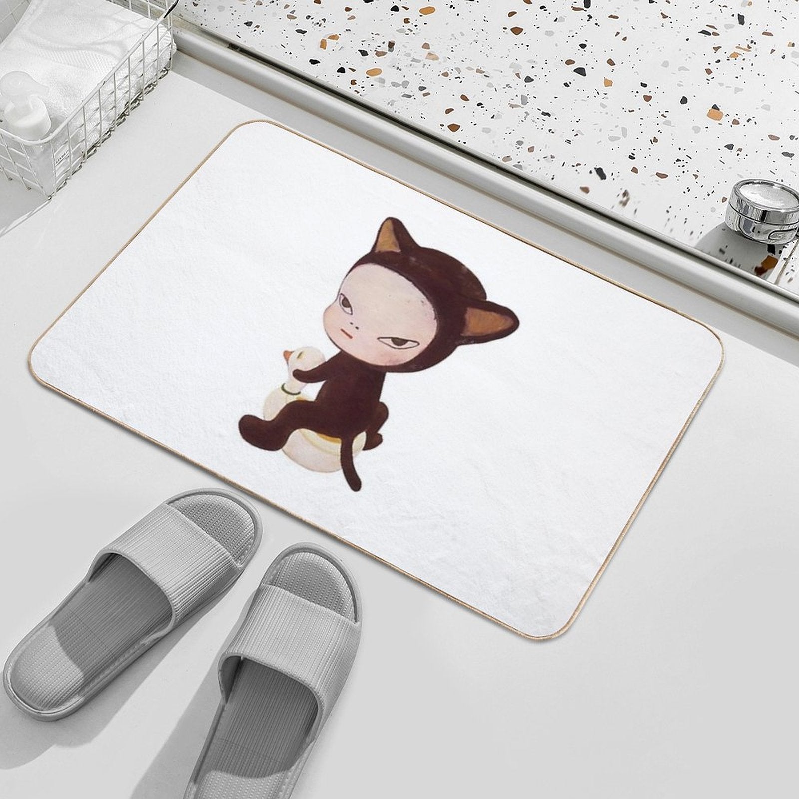 Yoshitomo Nara Cat  Repositionable Bath Mat