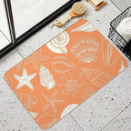 Orange Creamiscle Seashells And Starfish Pattern  Odorless Bath Mat