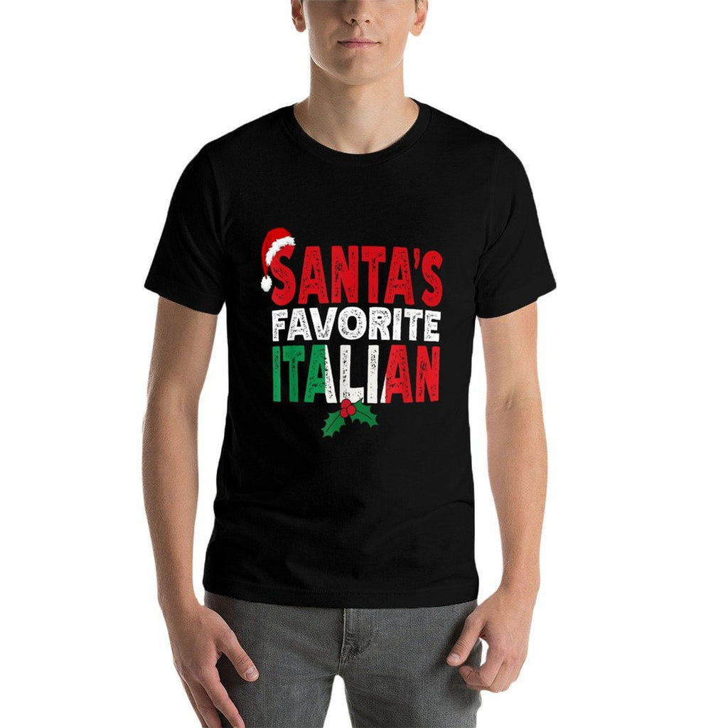 Santas Favorite Italian Christmas  Rolled Sleeves T-Shirt