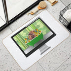 Computer Screen Green Bathtub Sunflower Highland Cow  Rapid-Drying Bath Mat