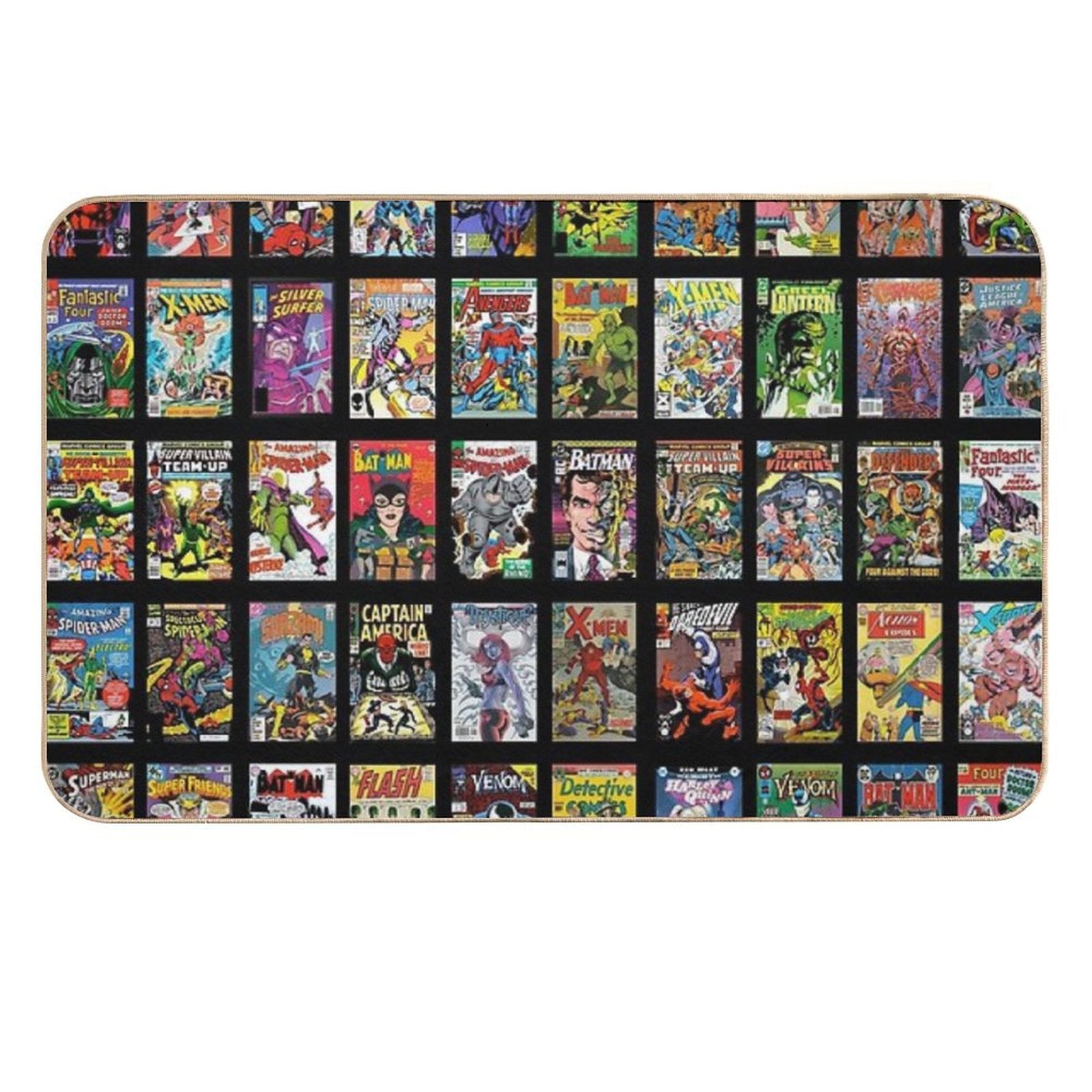 Vintage Superhero Evil Villains Comic Book Collection Retro Pattern  Non-Slip Bath Mat