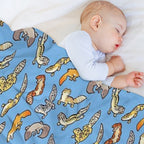 Chub Geckos in Blue Anti-pilling Throw Blanket