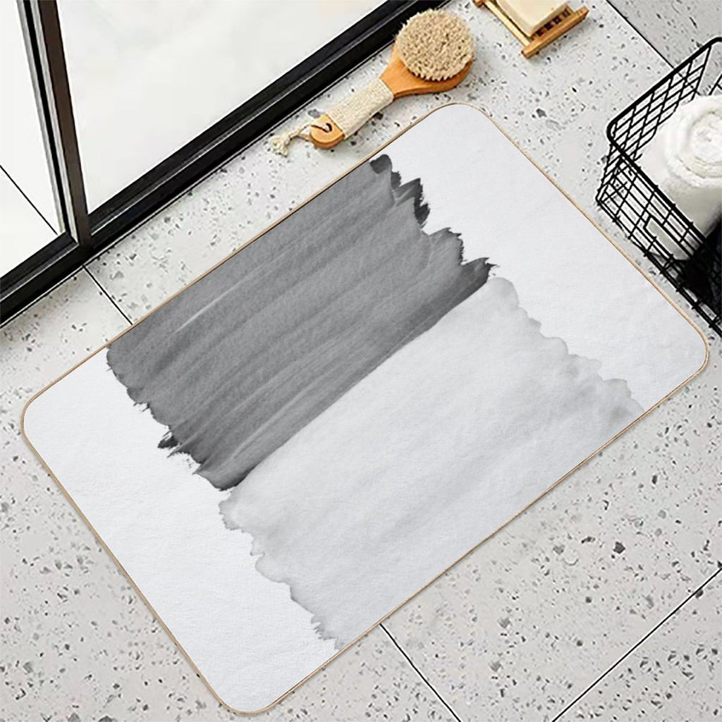 Gray Black White Abstract Minimalism #1 #minimal #ink #decor #art  Easy To Clean Bath Mat