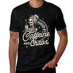 Mom Life Coffee Lover Motherhood Fueled By Caffeine  Chaos  Oversized Silhouette T-Shirt