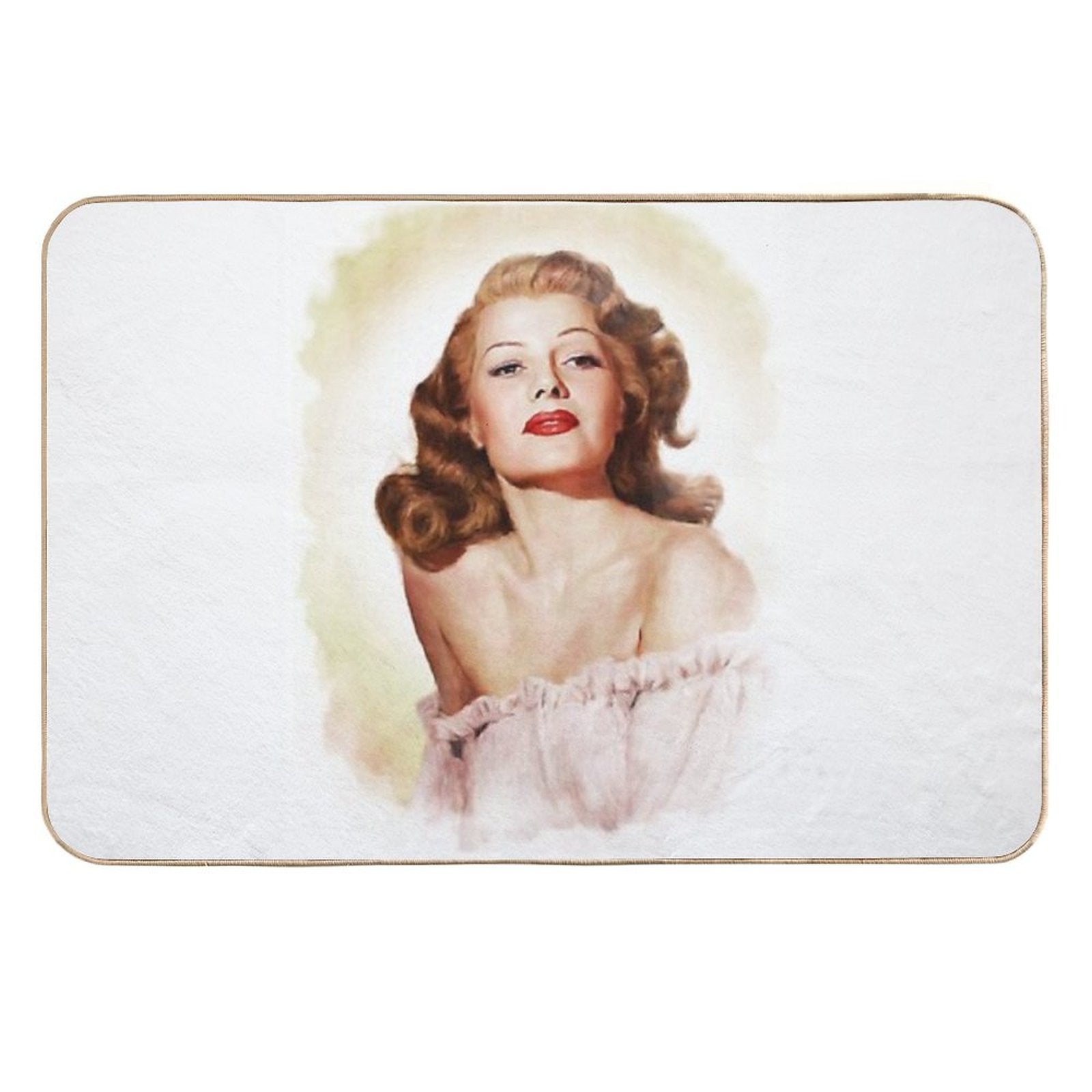 Vintage Rita Hayworth Painting  Repositionable Bath Mat