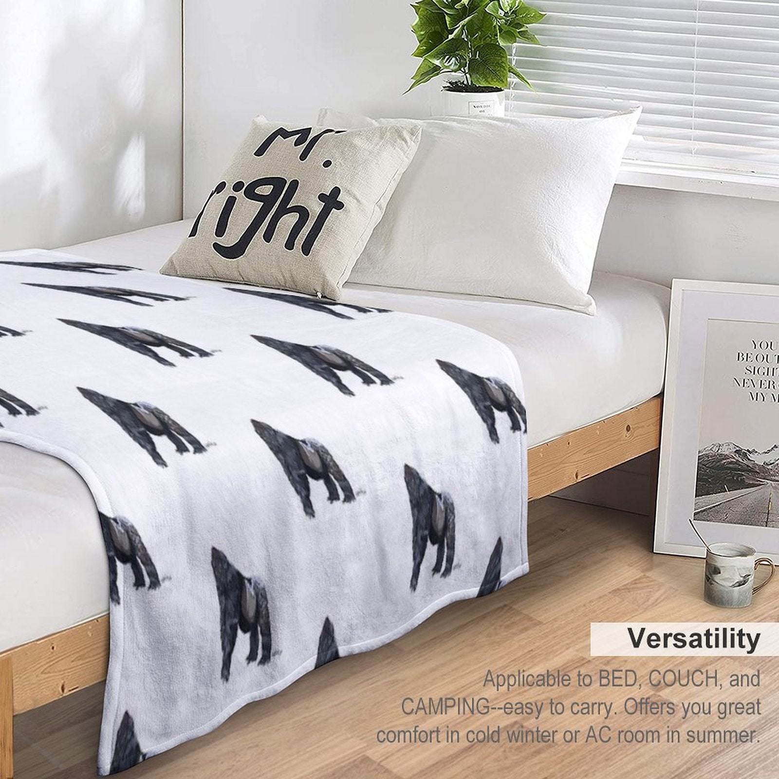 Gorilla Velvety-soft Throw Blanket