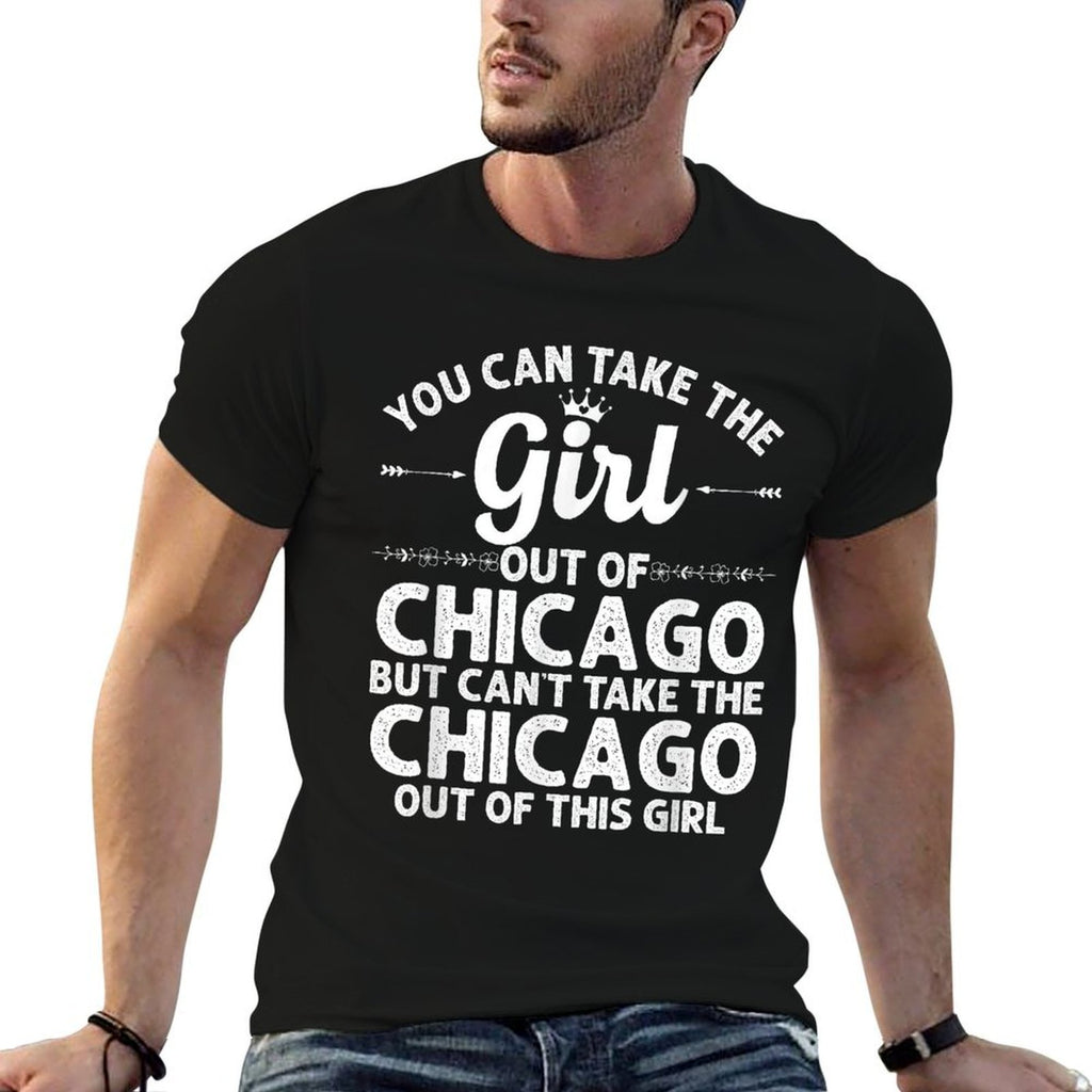Girl Out Of CHICAGO IL ILLINOIS Gift Funny Home Roots USA  Oversized Silhouette T-Shirt
