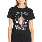 Funny Popcorn Art Girls Women Kids Popcorn Corn Kernel Lover  Graphic-printed T-Shirt