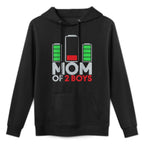 Mom of 2 Boys Lower Battery Son Mothers Day Birthday Women Breathable Fabric Hoodie